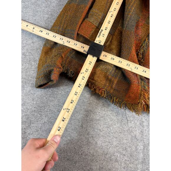 Anthropologie Cartonnier Wrap Blazer Womens Size 2 Brown Plaid Tweed Fringed - Picture 3 of 7